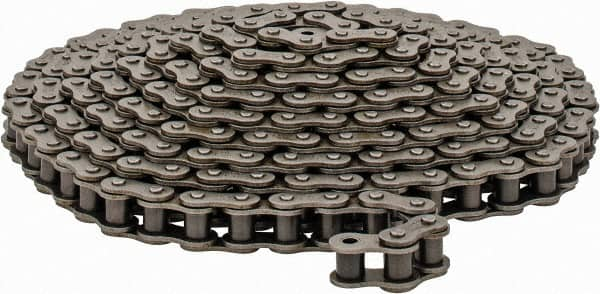 Browning - 1/2" Pitch, ANSI 40, Single Strand Roller Chain - Chain No. 40, 10 Ft. Long, 5/16" Roller Diam, 5/16" Roller Width - Makers Industrial Supply