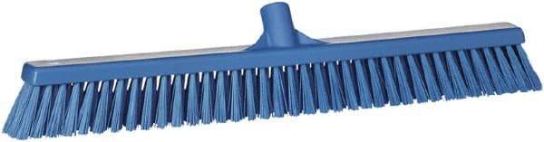 Vikan - 24" Combo Duty Polyester Push Broom - 2" Bristle Length, Plastic Block, European Threaded Handle Connection - Makers Industrial Supply