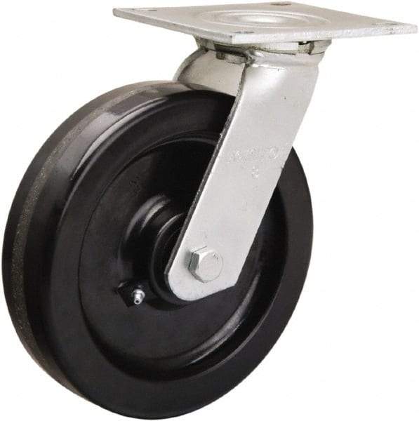 Hamilton - 8" Diam x 2" Wide x 9-1/2" OAH Top Plate Mount Swivel Caster - Phenolic, 900 Lb Capacity, Straight Roller Bearing, 5 x 5-1/2" Plate - Makers Industrial Supply