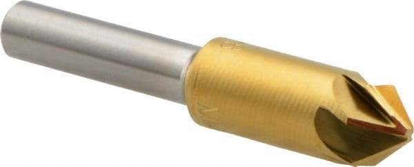 M.A. Ford - 3/8" Head Diam, 1/4" Shank Diam, 6 Flute 82° High Speed Steel Countersink - TiN Finish, 2" OAL - Makers Industrial Supply