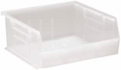 Quantum Storage - 50 Lb. Load Capacity, 10-7/8" Deep, Clear Polypropylene Hopper Stacking Bin - 5" High x 11" Wide x 10-7/8" Long - Makers Industrial Supply