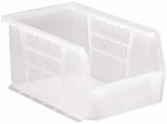 Quantum Storage - 20 Lb. Load Capacity, 9-1/4" Deep, Clear Polypropylene Hopper Stacking Bin - 5" High x 6" Wide x 9-1/4" Long - Makers Industrial Supply