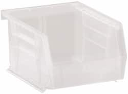 Quantum Storage - 10 Lb. Load Capacity, 5-3/8" Deep, Clear Polypropylene Hopper Stacking Bin - 3" High x 4-1/8" Wide x 5-3/8" Long - Makers Industrial Supply