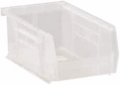 Quantum Storage - 10 Lb. Load Capacity, 7-3/8" Deep, Clear Polypropylene Hopper Stacking Bin - 3" High x 4-1/8" Wide x 7-3/8" Long - Makers Industrial Supply