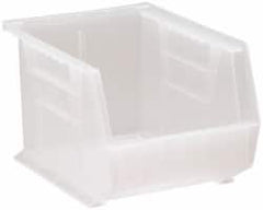 Quantum Storage - 50 Lb. Load Capacity, 10-3/4" Deep, Clear Polypropylene Hopper Stacking Bin - 7" High x 8-1/4" Wide x 10-3/4" Long - Makers Industrial Supply