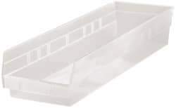 Quantum Storage - 50 Lb. Load Capacity, 23-5/8" Deep, Clear Polypropylene Hopper Shelf Bin - 4" High x 6-5/8" Wide x 23-5/8" Long - Makers Industrial Supply