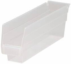 Quantum Storage - 30 Lb. Load Capacity, 11-5/8" Deep, Clear Polypropylene Hopper Shelf Bin - 4" High x 2-3/4" Wide x 11-5/8" Long - Makers Industrial Supply