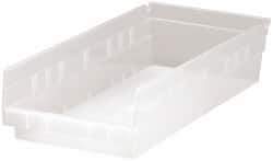 Quantum Storage - 40 Lb. Load Capacity, 17-7/8" Deep, Clear Polypropylene Hopper Shelf Bin - 4" High x 8-3/8" Wide x 17-7/8" Long - Makers Industrial Supply