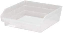 Quantum Storage - 30 Lb. Load Capacity, 11-5/8" Deep, Clear Polypropylene Hopper Shelf Bin - 4" High x 11-1/8" Wide x 11-5/8" Long - Makers Industrial Supply