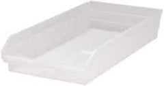 Quantum Storage - 50 Lb. Load Capacity, 23-5/8" Deep, Clear Polypropylene Hopper Shelf Bin - 4" High x 11-1/8" Wide x 23-5/8" Long - Makers Industrial Supply