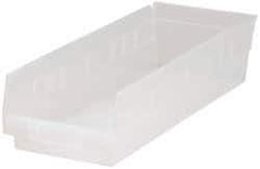 Quantum Storage - 40 Lb. Load Capacity, 17-7/8" Deep, Clear Polypropylene Hopper Shelf Bin - 4" High x 6-5/8" Wide x 17-7/8" Long - Makers Industrial Supply