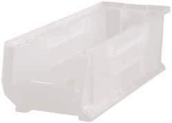 Quantum Storage - 125 Lb. Load Capacity, 23-7/8" Deep, Clear Polypropylene Hopper Stacking Bin - 7" High x 8-1/4" Wide x 23-7/8" Long - Makers Industrial Supply