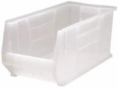 Quantum Storage - 125 Lb. Load Capacity, 23-7/8" Deep, Clear Polypropylene Hopper Stacking Bin - 10" High x 11" Wide x 23-7/8" Long - Makers Industrial Supply