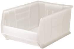 Quantum Storage - 125 Lb. Load Capacity, 23-7/8" Deep, Clear Polypropylene Hopper Stacking Bin - 11" High x 16-1/2" Wide x 23-7/8" Long - Makers Industrial Supply