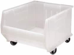 Quantum Storage - 125 Lb. Load Capacity, 23-7/8" Deep, Clear Polypropylene Hopper Stacking Bin - 12" High x 18-1/4" Wide x 23-7/8" Long - Makers Industrial Supply