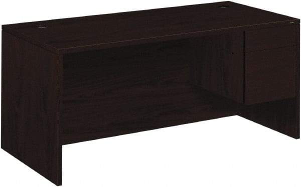 Hon - Woodgrain Laminate Right Pedestal Desk - 66" Wide x 30" Deep x 29-1/2" High, Mahogany - Makers Industrial Supply