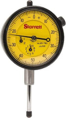 Starrett - 25mm Range, 0-50-0 Dial Reading, 0.01mm Graduation Dial Drop Indicator - 2-1/4" Dial, 1mm Range per Revolution - Makers Industrial Supply