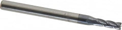 Accupro - 3/32", 4 Flute, Single End, Solid Carbide, 0.01" Corner Radius End Mill - 1-1/2" OAL, 30° Helix, Right Hand Flute, 9/32" LOC, Right Hand Cut - Makers Industrial Supply