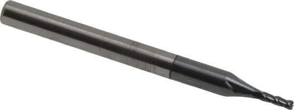 Accupro - 3/64", 4 Flute, Single End, Solid Carbide, 0.01" Corner Radius End Mill - 1-1/2" OAL, 30° Helix, Right Hand Flute, 9/64" LOC, Right Hand Cut - Makers Industrial Supply