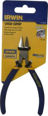 Irwin - 5" OAL, 16 AWG Capacity, Semi-Flush Diagonal Cutter - 3/4" Jaw Length x 13/16" Jaw Width, Tapered Head, Dipped Vinyl Handle - Makers Industrial Supply