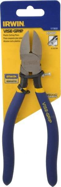 Irwin - 8" OAL, 16 AWG Capacity, Semi-Flush Cutting Pliers - 1" Jaw Length x 1-1/16" Jaw Width, Oval Head, Dipped Vinyl Handle - Makers Industrial Supply