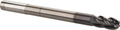 Accupro - 1/2" Diam, 1" LOC, 4 Flute Solid Carbide Ball End Mill - AlTiN Finish, Single End, 6" OAL, 1/2" Shank Diam, Spiral Flute - Makers Industrial Supply