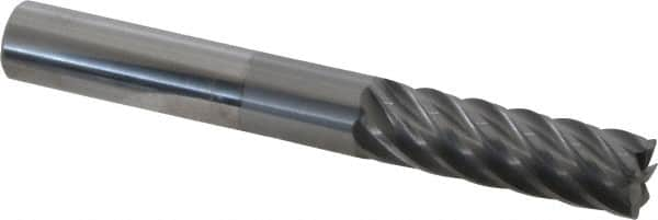 Accupro - 1/2", 7 Flute, Single End, Solid Carbide, 0.02" Corner Radius End Mill - 4" OAL, 37° Helix, Right Hand Flute, 1-5/8" LOC, Right Hand Cut - Makers Industrial Supply