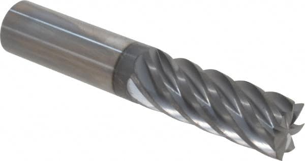 Accupro - 5/8", 1-5/8" LOC, 5/8" Shank Diam, 3-1/2" OAL, 7 Flute, Solid Carbide Square End Mill - Single End, nACRo Finish, Spiral Flute, 37.50° Helix, Centercutting, Right Hand Cut, Right Hand Flute - Makers Industrial Supply