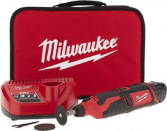 Milwaukee Tool - 12 Volt, Cordless Rotary Tool Kit - 5,000 to 32,000 RPM, Battery Included - Makers Industrial Supply