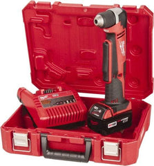 Milwaukee Tool - 18 Volt 3/8" Chuck Right Angle Handle Cordless Drill - 0-1500 RPM, Keyless Chuck, Reversible, 1 Lithium-Ion Battery Included - Makers Industrial Supply