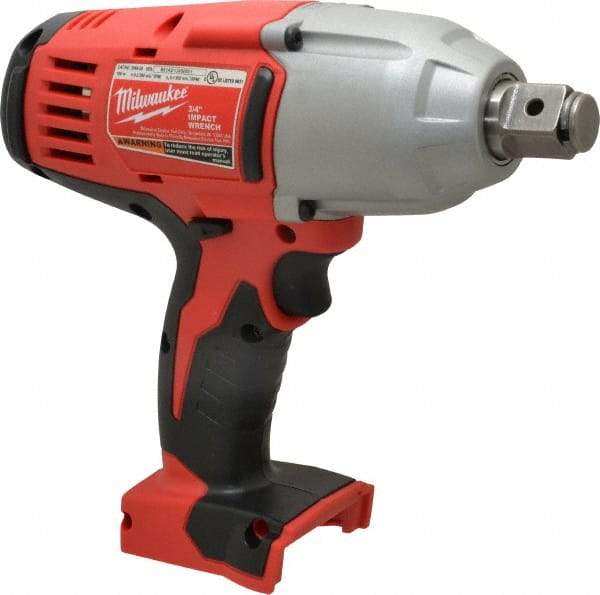 Milwaukee Tool - 3/4" Drive 18 Volt Pistol Grip Cordless Impact Wrench & Ratchet - 0 to 1,900 RPM, 0 to 2,200 BPM, 525 Ft/Lb Torque, Lithium-Ion Batteries Not Included - Makers Industrial Supply