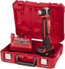 Milwaukee Tool - 18 Volt 3/8" Chuck Right Angle Handle Cordless Drill - 0-1500 RPM, Keyless Chuck, Reversible, 1 Lithium-Ion Battery Included - Makers Industrial Supply