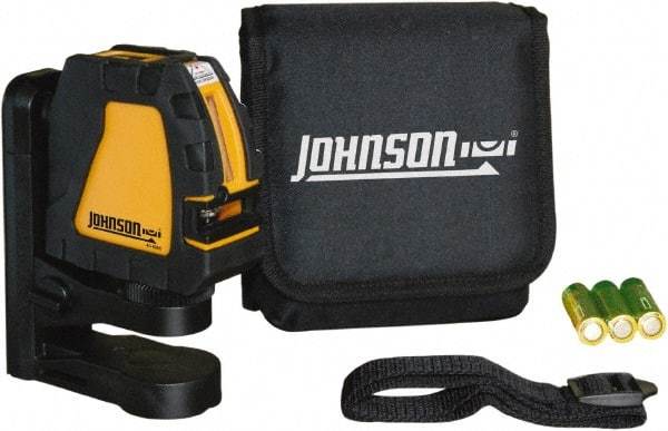 Johnson Level & Tool - 2 Beam 150' (Interior) Max Range Self Leveling Cross Line Laser - Red Beam, 1/8" at 35' Accuracy, 4-1/8" Long x 4-1/8" Wide x 1-15/16" High, Battery Included - Makers Industrial Supply