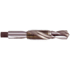 Regal Cutting Tools - 3/8-18 NPTF, 3-1/2" OAL, 9/16" Drill Diam x 15/16" Drill Length, Combination Drill & Tap - 4 Flutes, 1-1/16" Thread Length, High Speed Steel, Bright Finish - Exact Industrial Supply