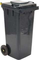 Vestil - 32 Gal Gray Square Trash Can - Polyethylene, None Graphic, 38" High x 21-13/16" Long x 18-3/4" Wide, Lid Included - Makers Industrial Supply