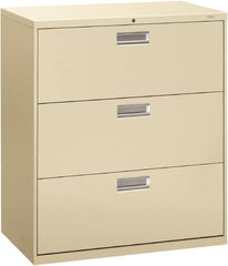 Hon - 36" Wide x 40.88" High x 19-1/4" Deep, 3 Drawer Lateral File - Steel, Putty - Makers Industrial Supply