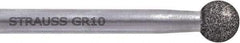 Strauss - 0.276" Head Diam x 0.28" Head Thickness CBN Round Tip Point Grinding Pin - 1/4" Shank Diam x 2.36" Shank Length, Medium Grade, (126 Mesh Grit) - Makers Industrial Supply