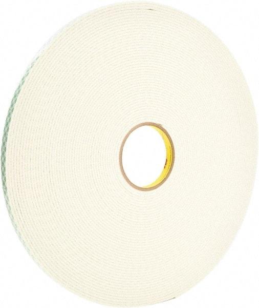 3M - 1/2" x 36 Yd Acrylic Adhesive Double Sided Tape - 125 mil Thick, Off-White, Foam Liner - Makers Industrial Supply