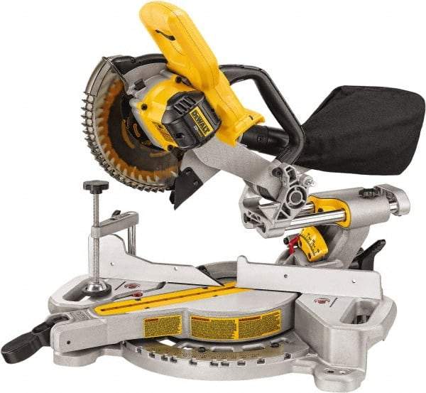 DeWALT - 4 Amp, 20 Volt, 3,750 RPM, 48° Left Single Bevel Sliding Miter Saw - 5/8" Arbor, 7-1/4" Blade Diam - Makers Industrial Supply