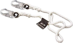 Miller - 4' Long, 310 Lb Capacity, 1 Leg Locking Snap Hook Harness Positioning/Restraint Lanyard - 1-1/2" Diam, Filament Nylon Rope, Locking Snap Hook Anchorage Connection - Makers Industrial Supply