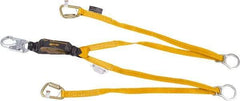 Miller - 6' Long, 310 Lb Capacity, 2 Leg Locking Snap Hook Harness Shock Absorbing Lanyard - 1-1/2" Diam, Polyester Webbing, Locking Snap Hook Anchorage Connection - Makers Industrial Supply