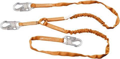 Miller - 6' Long, 310 Lb Capacity, 2 Leg Locking Snap Hook Harness Shock Absorbing Lanyard - 1-1/2" Diam, Polyester Webbing, Locking Snap Hook Anchorage Connection - Makers Industrial Supply