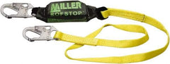 Miller - 6' Long, 310 Lb Capacity, 1 Leg Locking Snap Hook Harness Shock Absorbing Lanyard - 1-1/2" Diam, Polyester Webbing, Locking Snap Hook Anchorage Connection - Makers Industrial Supply