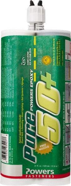 Powers Fasteners - 21 fl oz Epoxy Anchoring Adhesive - 12 min Working Time, Includes Mixing Nozzle, Extension Tube - Makers Industrial Supply