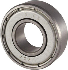 Nice - 5/8" Bore Diam, 1-3/4" OD, Double Shield Precision Ground Radial Ball Bearing - 1/2" Wide, 1 Row, Round Bore, 1,025 Lb Static Capacity, 2,593 Lb Dynamic Capacity - Makers Industrial Supply