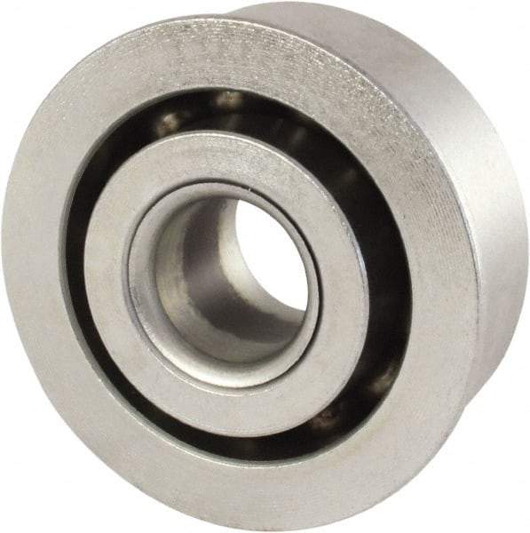 Nice - 3/8" Bore Diam, 1-1/16" OD, Open Unground Full Complement Radial Ball Bearing - 7/16" Wide, With Flange, 1 Row, Round Bore, 635 Lb Dynamic Capacity - Makers Industrial Supply