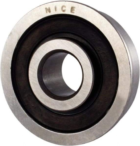 Nice - 1/4" Bore Diam, 11/16" OD, Double Seal Semi Ground Extra Light Radial Ball Bearing - 5/16" Wide, With Flange, 1 Row, Round Bore, 170 Lb Static Capacity, 255 Lb Dynamic Capacity - Makers Industrial Supply