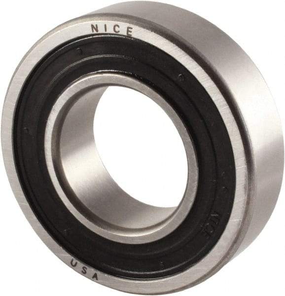 Nice - 1-1/4" Bore Diam, 2-9/16" OD, Double Seal Precision Ground Radial Ball Bearing - 11/16" Wide, 1 Row, Round Bore, 2,620 Lb Static Capacity, 5,360 Lb Dynamic Capacity - Makers Industrial Supply