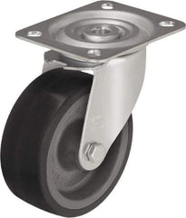 Blickle - 4" Diam x 1-37/64" Wide x 4-59/64" OAH Top Plate Mount Swivel Caster - Silicone Rubber, 220 Lb Capacity, Plain Bore Bearing, 3-15/16 x 3-3/8" Plate - Makers Industrial Supply