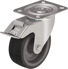 Blickle - 5" Diam x 1-37/64" Wide x 5-7/8" OAH Top Plate Mount Swivel Caster - Silicone Rubber, 264 Lb Capacity, Plain Bore Bearing, 3-15/16 x 3-3/8" Plate - Makers Industrial Supply